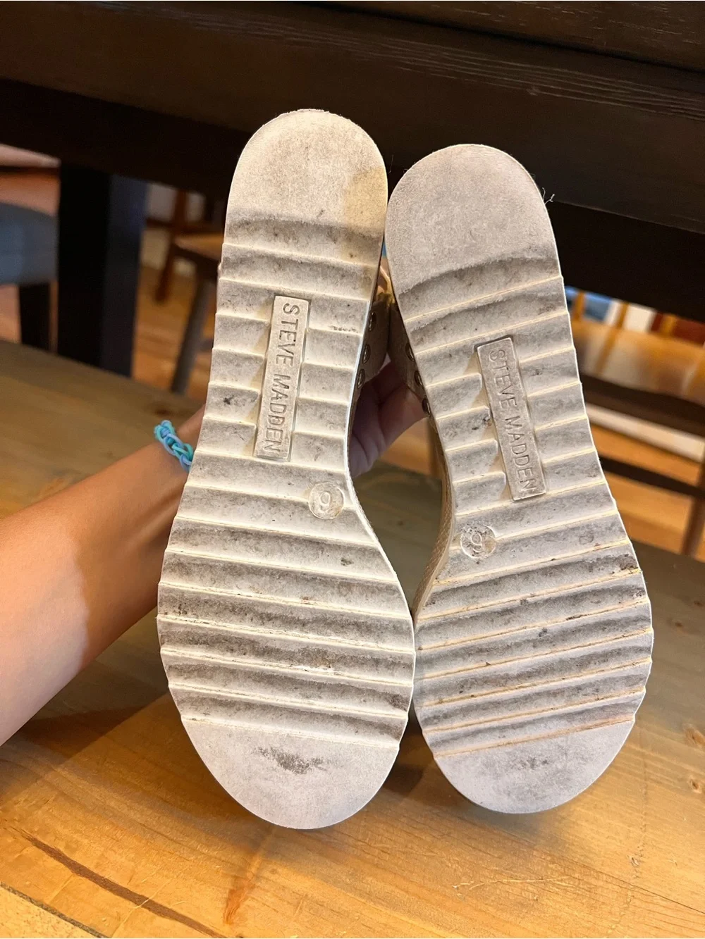 Steve Madden Beige/Tan Espadrille Platform Ankle Strap Sandals size 6